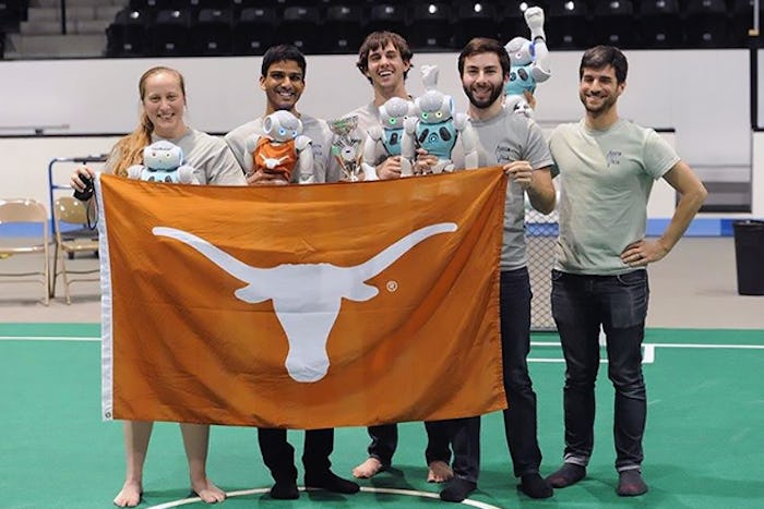 Five of the SPL team members at the 2016 RoboCup US Open, which the team won. From left to right, they are Katie Genter, Sanmit Narvekar, Josiah Hanna, Josh Kelle and Jake Menashe.