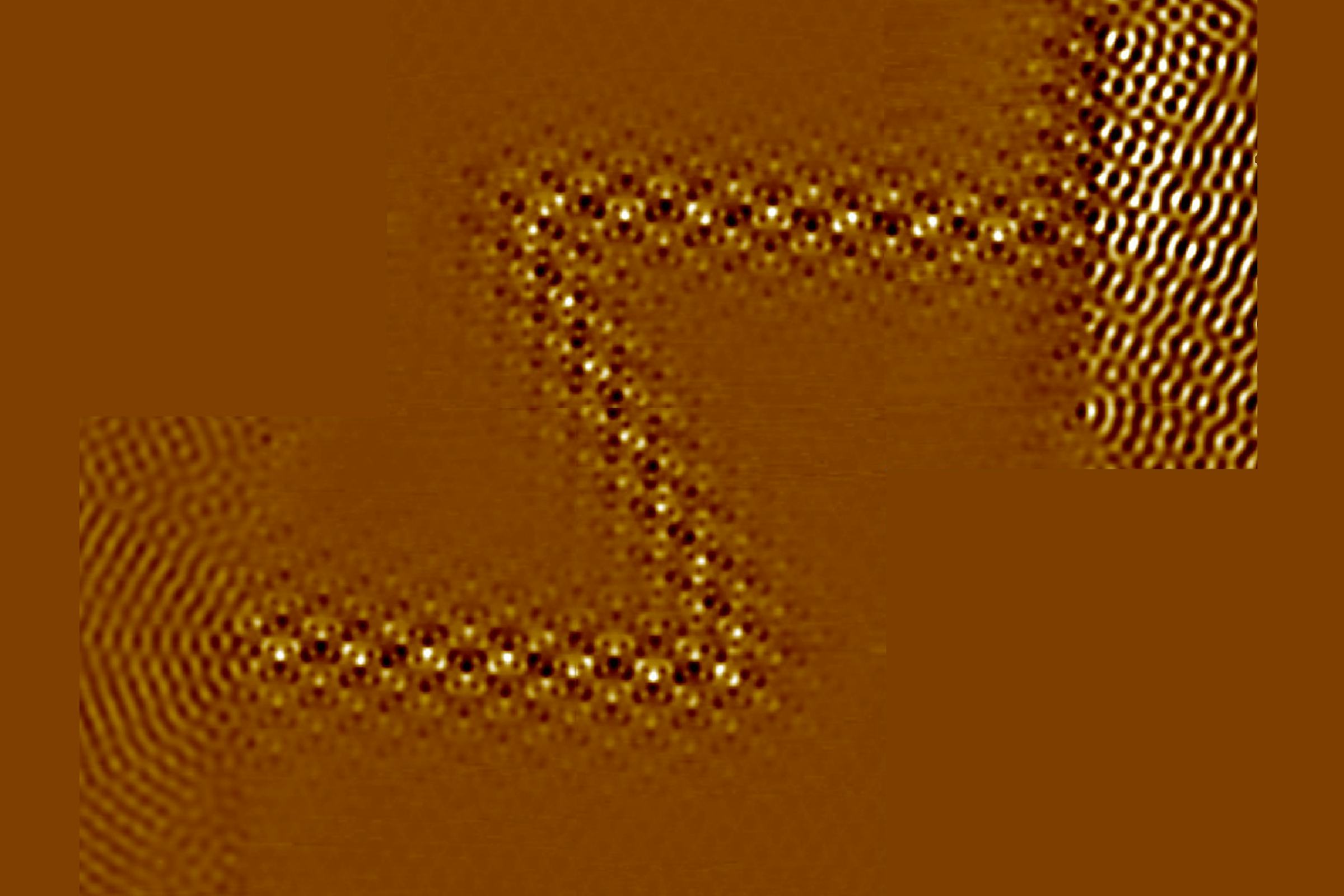 Light colored pattern on a dark orange background. A path zigs from the right to left like a backward letter Z.
