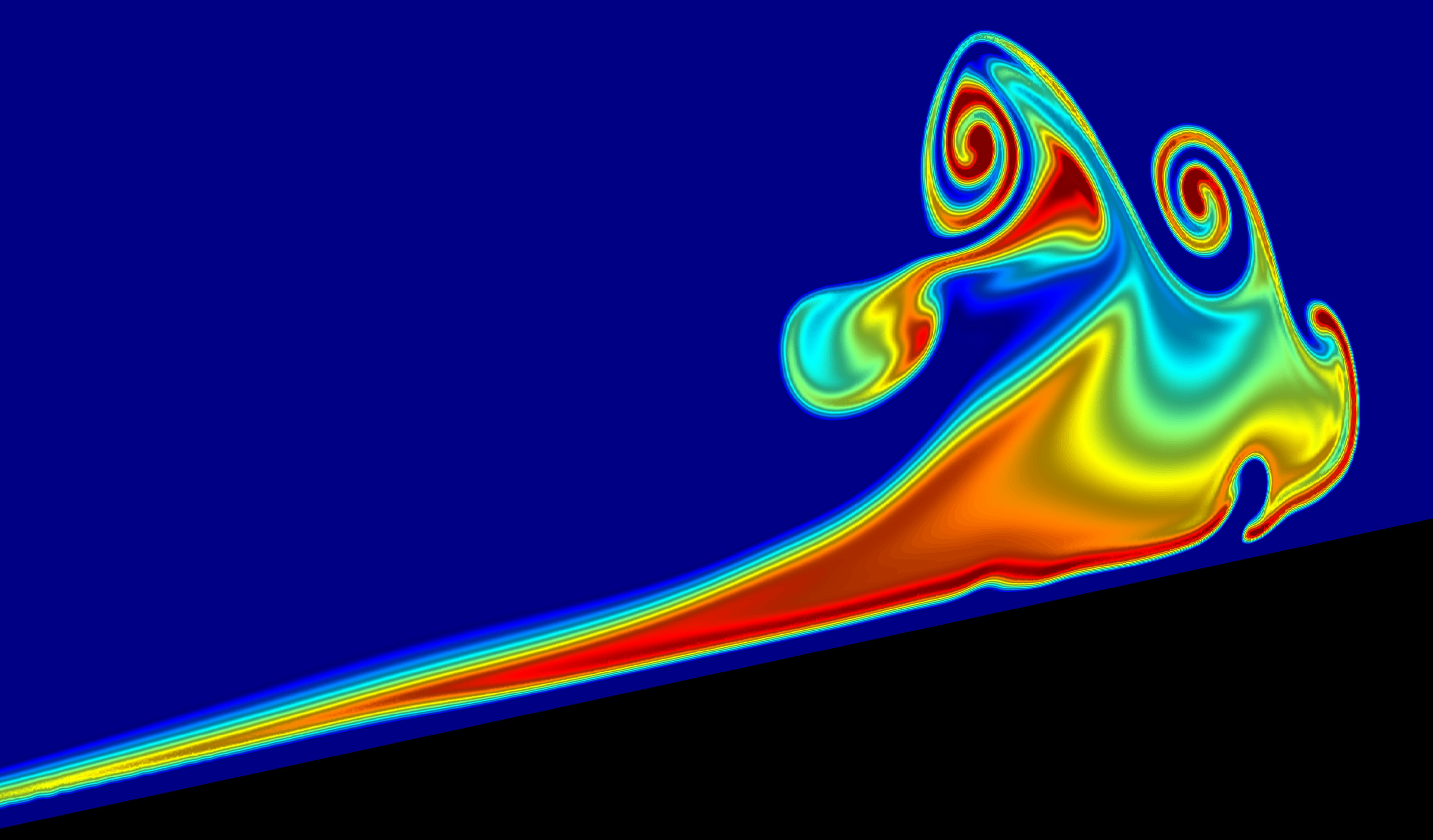A simulation of subsurface waves crashing.